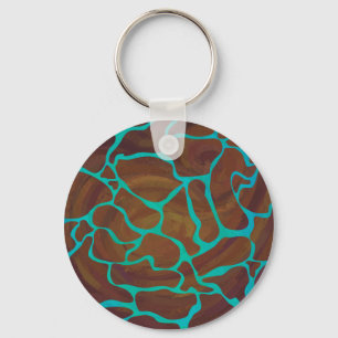 Giraffe Brown en Blauwgroen print Sleutelhanger