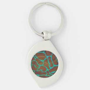 Giraffe Brown en Blauwgroen print Sleutelhanger