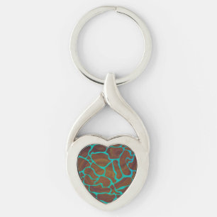 Giraffe Brown en Blauwgroen print Sleutelhanger