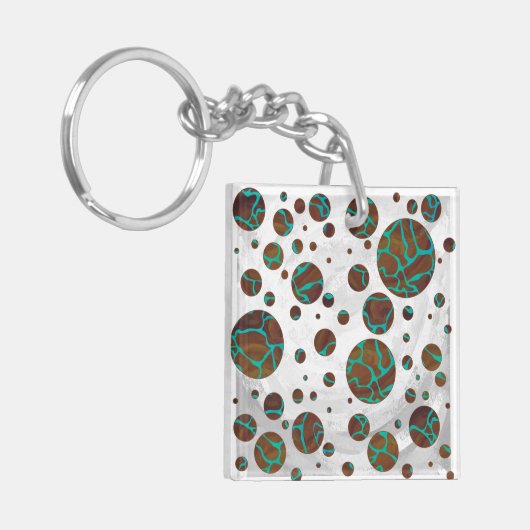 Giraffe Brown en Blauwgroen print Sleutelhanger (Voorkant Links)