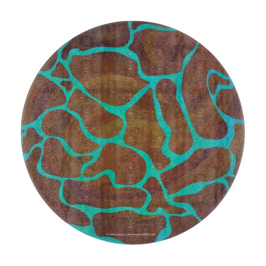 Giraffe Brown en Blauwgroen print Snijplank (Voorkant)