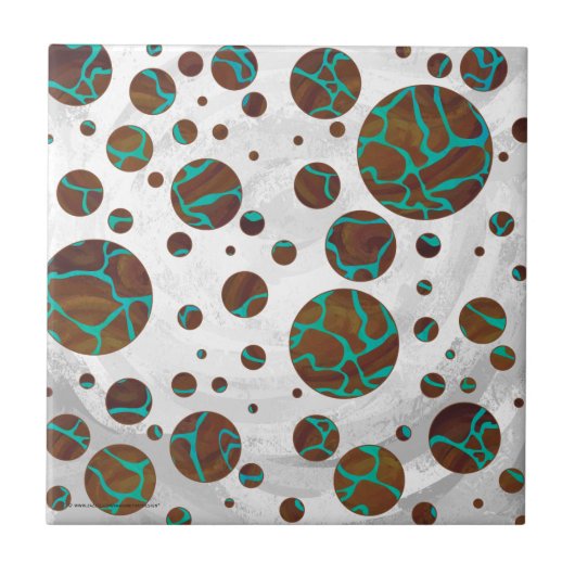 Giraffe Brown en Blauwgroen print Tegeltje (Voorkant)