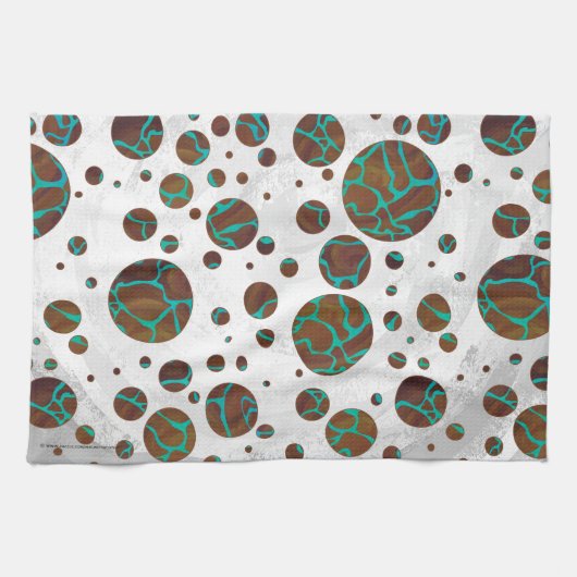 Giraffe Brown en Blauwgroen print Theedoek (Horizontaal)