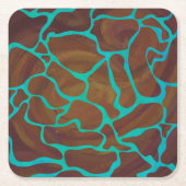 Giraffe Brown en Blauwgroen print Vierkante Kartonnen Onderzetter (Voorkant)