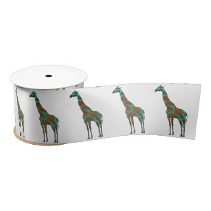 Giraffe Brown en Blauwgroen Silhouette Lint