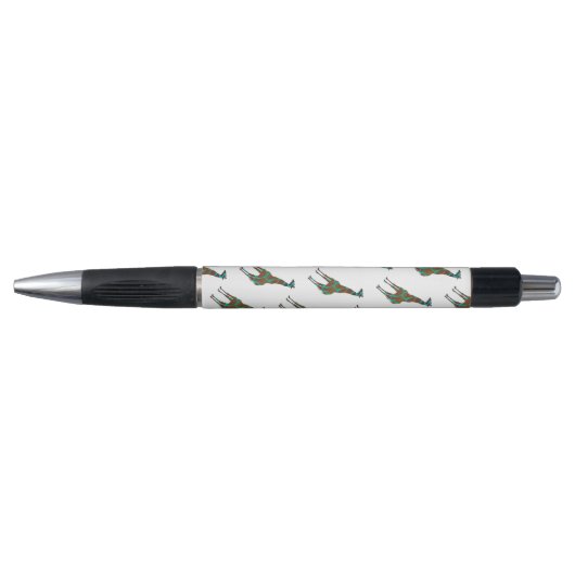 Giraffe Brown en Blauwgroen Silhouette Pen (Voorkant)