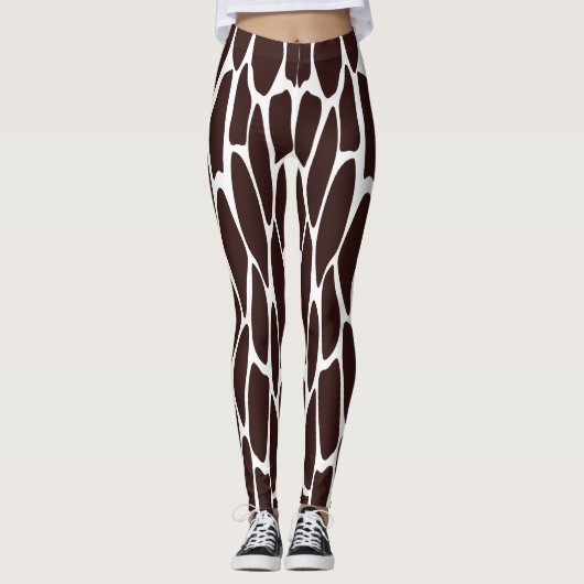 Giraffe Brown et blanche Imprimer Leggings Motifs (Devant)