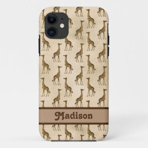 Giraffe Brown Personalized Animal iPhone 11 Hoesje