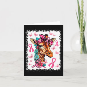 Giraffe Butterfly Pink Ribbon Bloemen Borstkanker Kaart