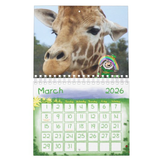 Giraffe Calendrier 2020 (Mar 2026)