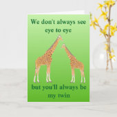 Giraffe Carte Anniversaire pour votre jumeau (Fleur jaune)