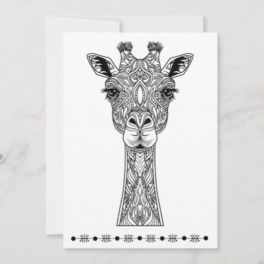 Giraffe, carte d'impression et de couleur, Penser  (Devant)