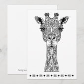 Giraffe, carte d'impression et de couleur, Penser  (Devant / Derrière)