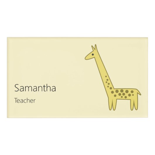 Giraffe Cartoon Naambadge (Voorkant)