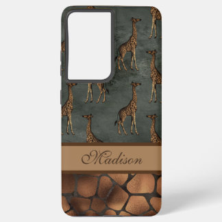 Giraffe Chic Script Name Stylish Trendy Safari Samsung Galaxy Hoesje