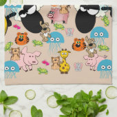 Giraffe, Cochons, Eléphant, Serviette main de cuis (Plié)