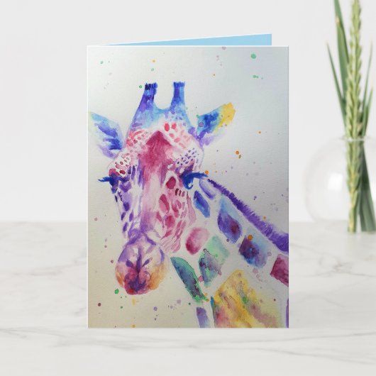 Giraffe colorée Animal Aquarelle Carte Anniversair (Devant)