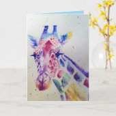 Giraffe colorée Animal Aquarelle Carte Anniversair (Fleur jaune)