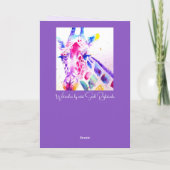 Giraffe colorée Animal Aquarelle Carte Anniversair (Dos)