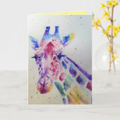 Giraffe colorée Animal Aquarelle Carte Anniversair (Fleur jaune)