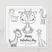 Giraffe Coloring Page Carte fille Saint Valentin (Devant / Derrière)