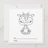 Giraffe Coloring Page Carte fille Saint Valentin (Dos)