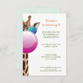 Giraffe cool et Bubblegum | Invitation du parti (Devant / Derrière)