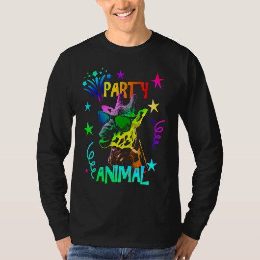 Giraffe  Cool Party Animal T-shirt (Voorkant)