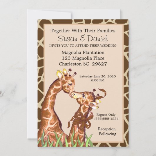 Giraffe Couple Faire-part de mariage (Devant)