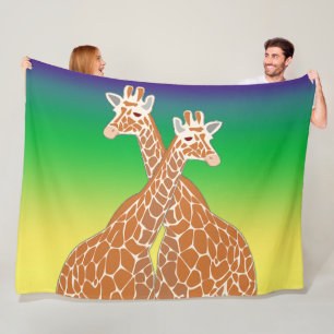 Giraffe Couple Fleece Blanket Deken