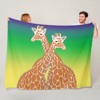 Giraffe Couple Fleece Blanket Deken