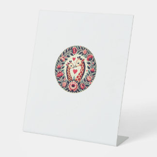 Giraffe Couple Illustration Giraffe Lovers  _2 Reclamebord Met Voetstuk