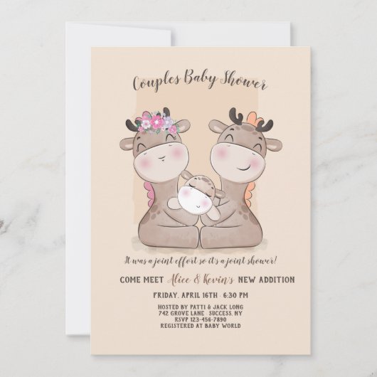 Giraffe Couples Baby shower Invitation (Devant)