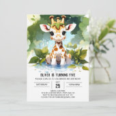 Giraffe Custom Kids Verjaardag Kaart (Staand voorkant)