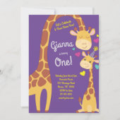 Giraffe Cute Kids 1er Anniversaire Fête Invitation (Devant)