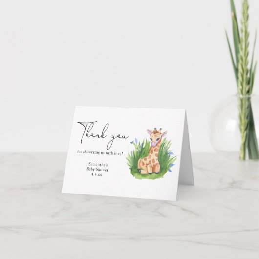 Giraffe - Dank u baby shower Bedankkaart (Voorkant)