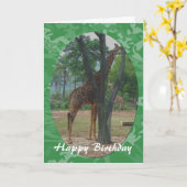 Giraffe dans cadre joyeux carte d'anniversaire (Fleur jaune)