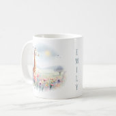 Giraffe d'aquarelle de printemps - Mug d'enfant (Devant gauche)