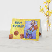 Giraffe de basket-ball Bonne carte d'anniversaire (Fleur jaune)