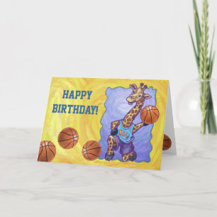 Giraffe de basket-ball Bonne carte d'anniversaire