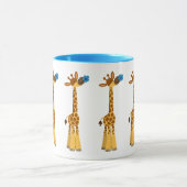 Giraffe de caricature mignonne et Mug de fleurs bl (Centre)