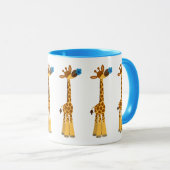 Giraffe de caricature mignonne et Mug de fleurs bl (Devant droit)
