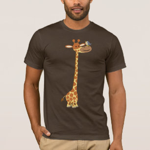 Giraffe de dessin animé et T-shirt ami