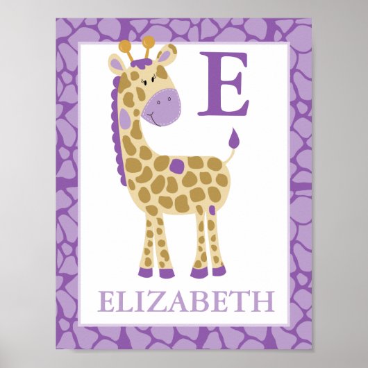 GIRAFFE DE LA JUNGLE FILLE VIOLETTE IMPRESSION NOM (Devant)