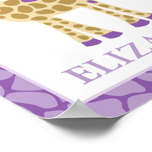 GIRAFFE DE LA JUNGLE FILLE VIOLETTE IMPRESSION NOM (Coin)