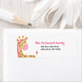 Giraffe de la Jungle rose ÉTIQUETTES DE ADRESSE IM (En situation)