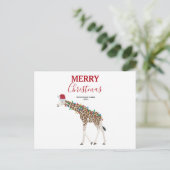Giraffe de Noël animal drôle avec carte de chapeau (Debout devant)