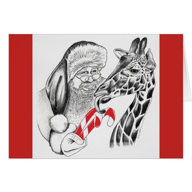 Giraffe de Noël et Père Noël (Devant horizontal)