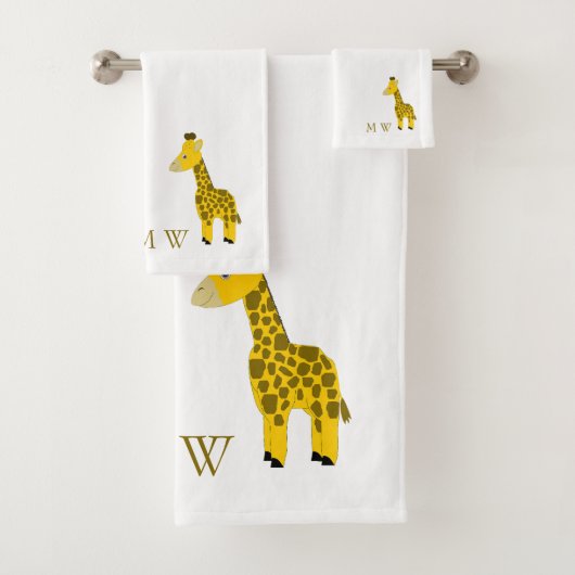 Giraffe Design Monogrammed Bad Handdoek (Insitu)