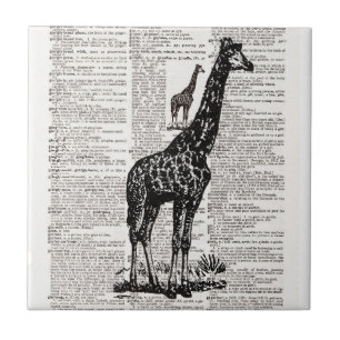 Giraffe dictionary Art Tegeltje